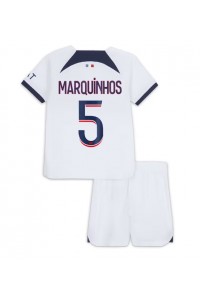 Fotbalové Dres Paris Saint-Germain Marquinhos #5 Dětské Venkovní Oblečení 2023-24 Krátký Rukáv (+ trenýrky)